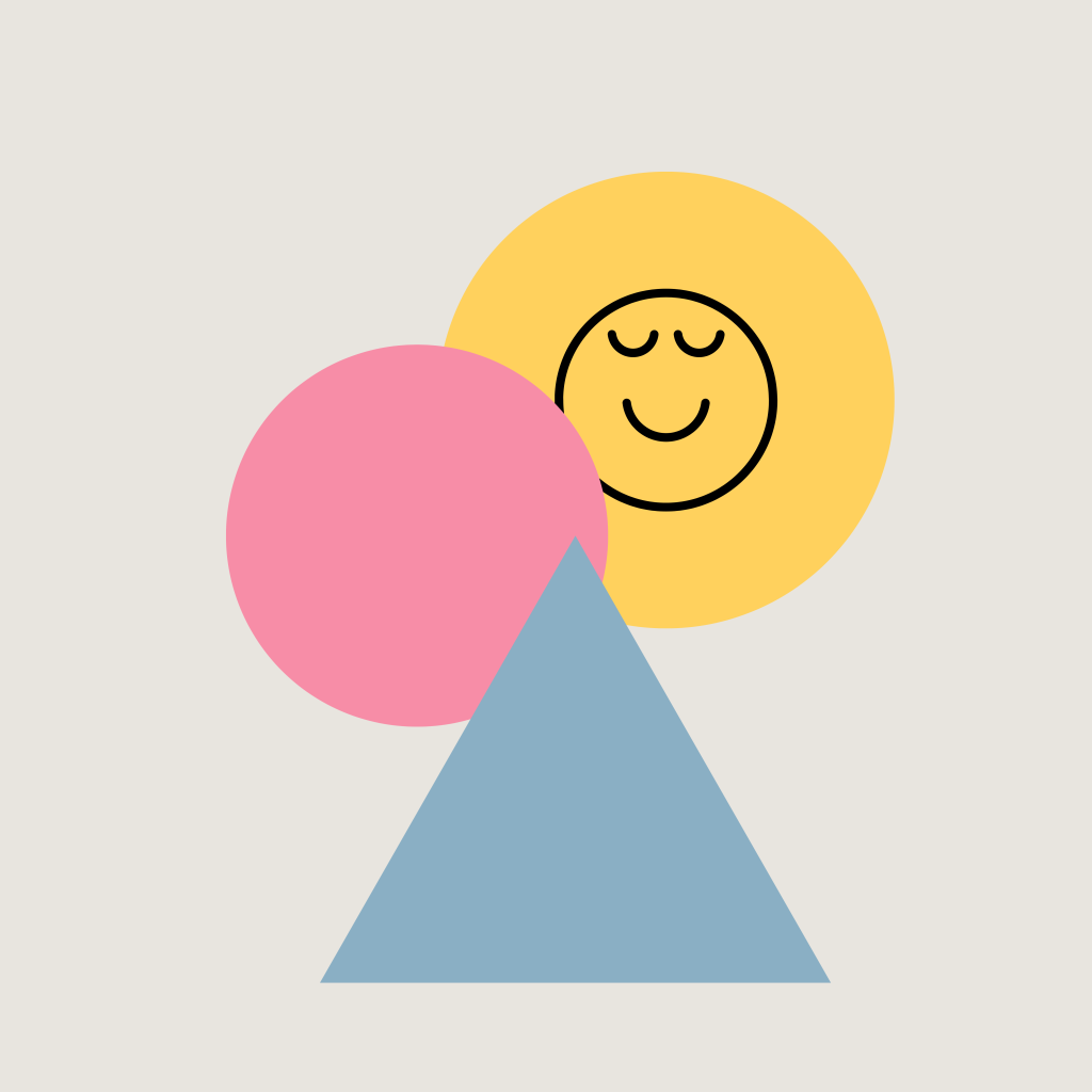 coloured shapes with a smiling face