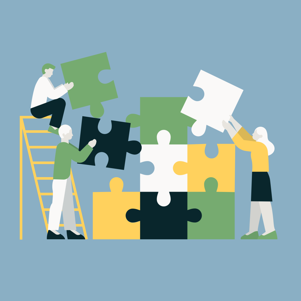 graphic work team building giant jigsaw