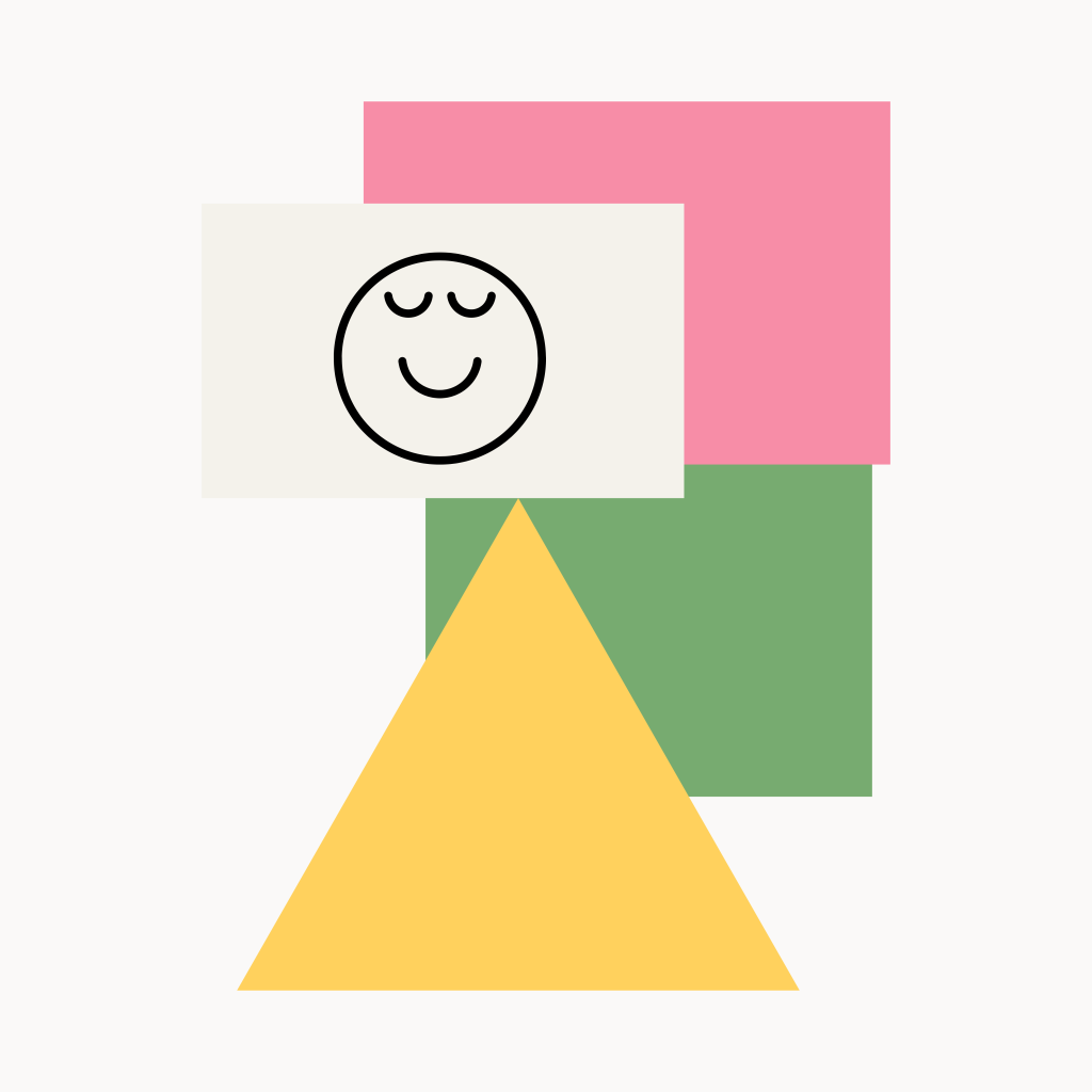 coloured shapes of graphics with a happy face