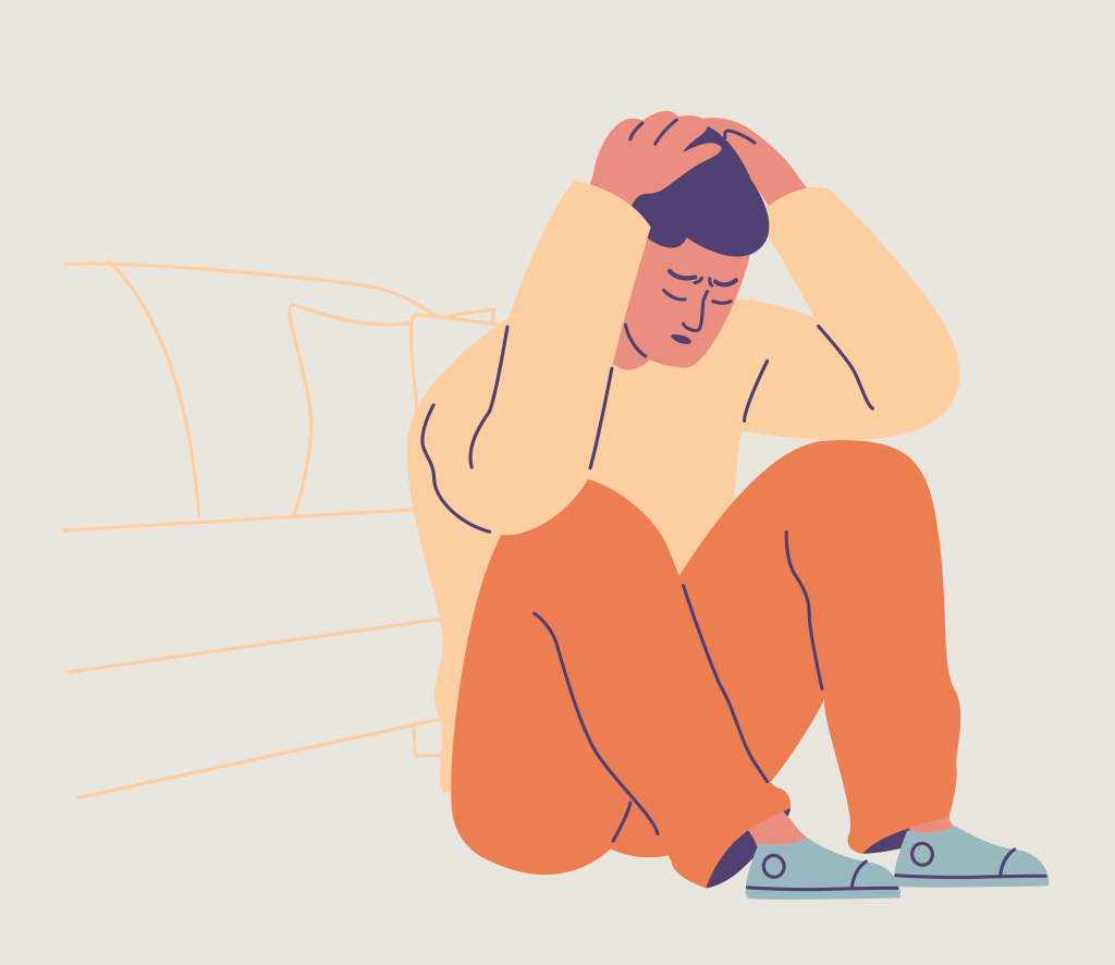 graphic of man feeling stressed