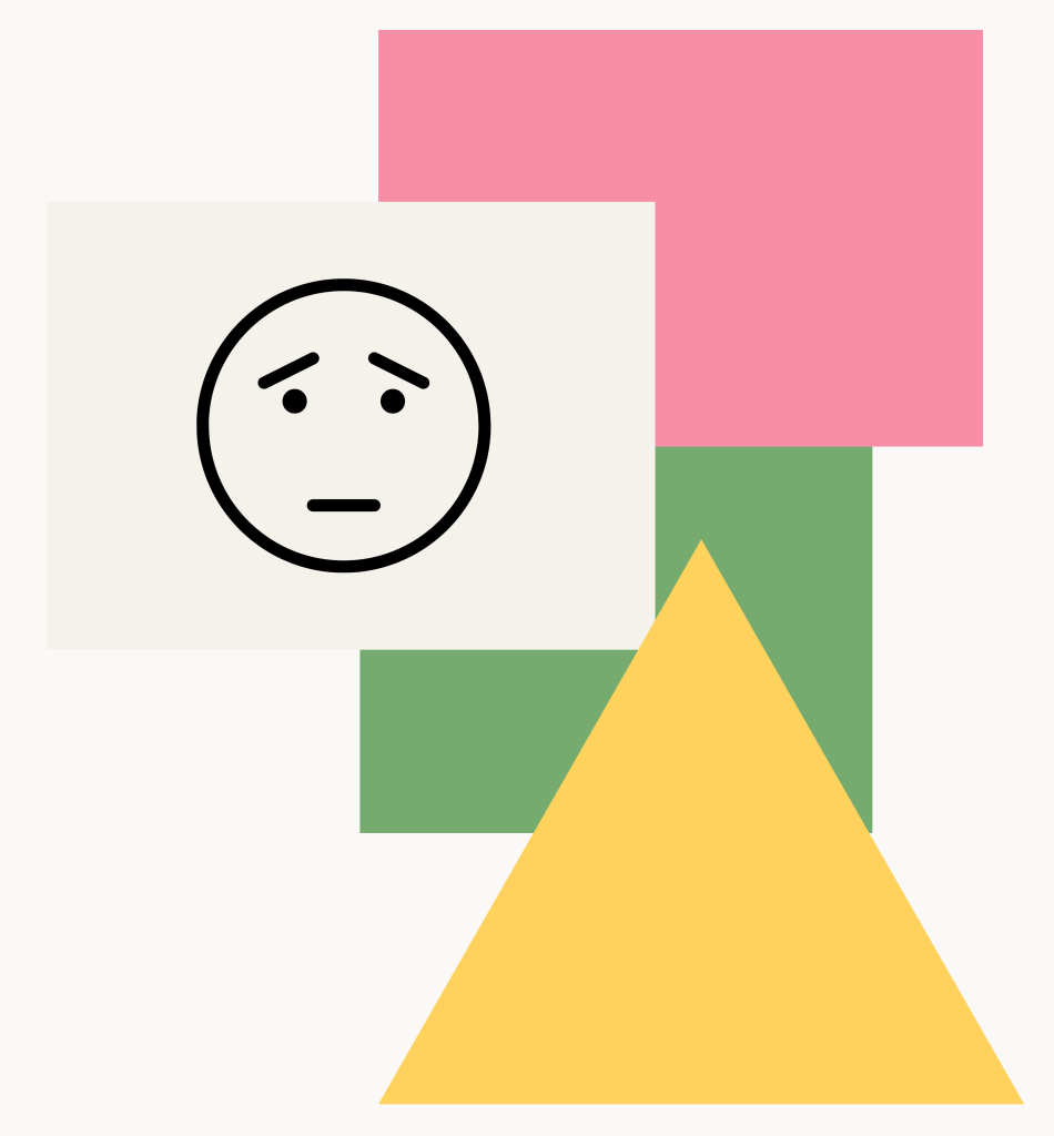 Graphic shapes and face showing signs of stress